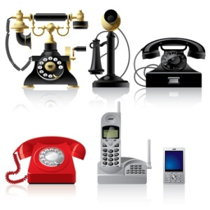 Telephone sets of different epoch
